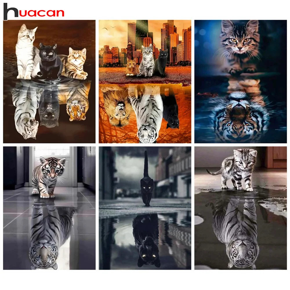 Huacan DIY Diamond Painting Cat Full Round Square Drill Embroidery Tiger Cross Stitch Kit Art Handmade Gift Home Decoration Huacan DIY Diamond Painting Cat Full Round Square Drill Embroidery Tiger Cross Stitch Kit Art Handmade Gift Home Decoration